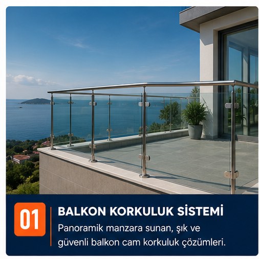 Balkon paslanmaz cam korkuluk sistemi - Platin Yapı
