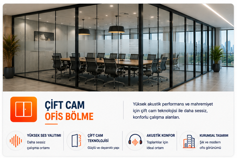Çift Cam Ofis Bölme Sistemleri - Platin Yapı