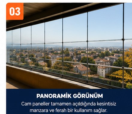 Panoramik giyotin cam sistemi - Platin Yapı