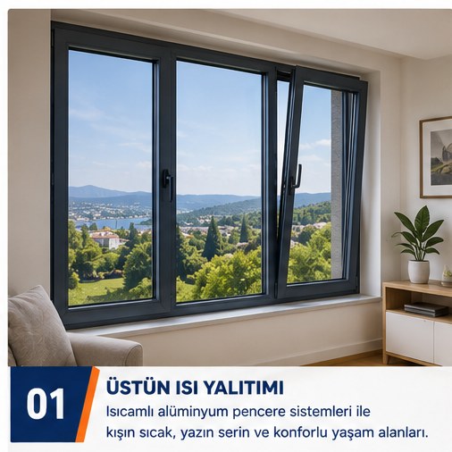 Isıcamlı ısı yalıtımlı alüminyum pencere sistemi - Platin Yapı
