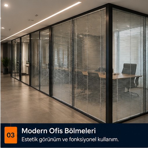 Modern jaluzili cam ofis bölme sistemi