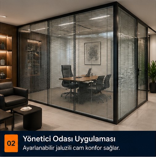 Jaluzili cam bölme yönetici odası