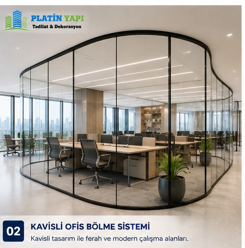 Kavisli ofis bölme sistemi