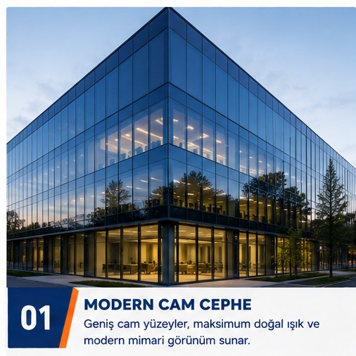 Modern alüminyum cam cephe giydirme sistemi - Platin Yapı