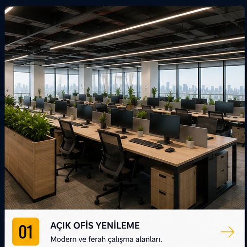 Modern açık ofis tadilatı ve dekorasyonu
