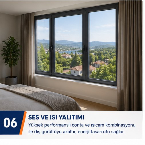 Ses ve ısı yalıtımlı alüminyum pencere sistemi
