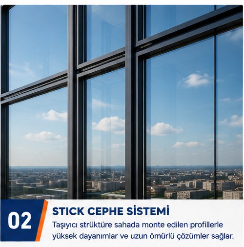Stick alüminyum cam cephe sistemi
