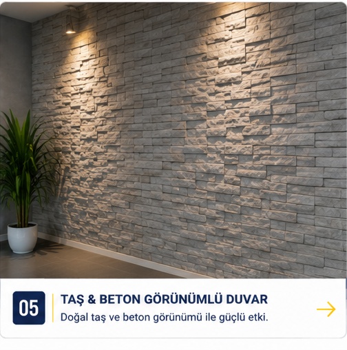 Taş ve beton görünümlü dekoratif duvar